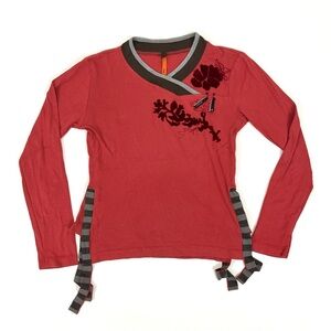 Vintage Cop Copine Long Sleeves Red Top